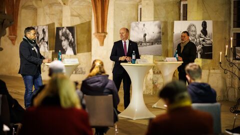 vlnr Timo Georgi, Stiftung Kloster Eberbach, Uwe Becker, Rafael Herlich 